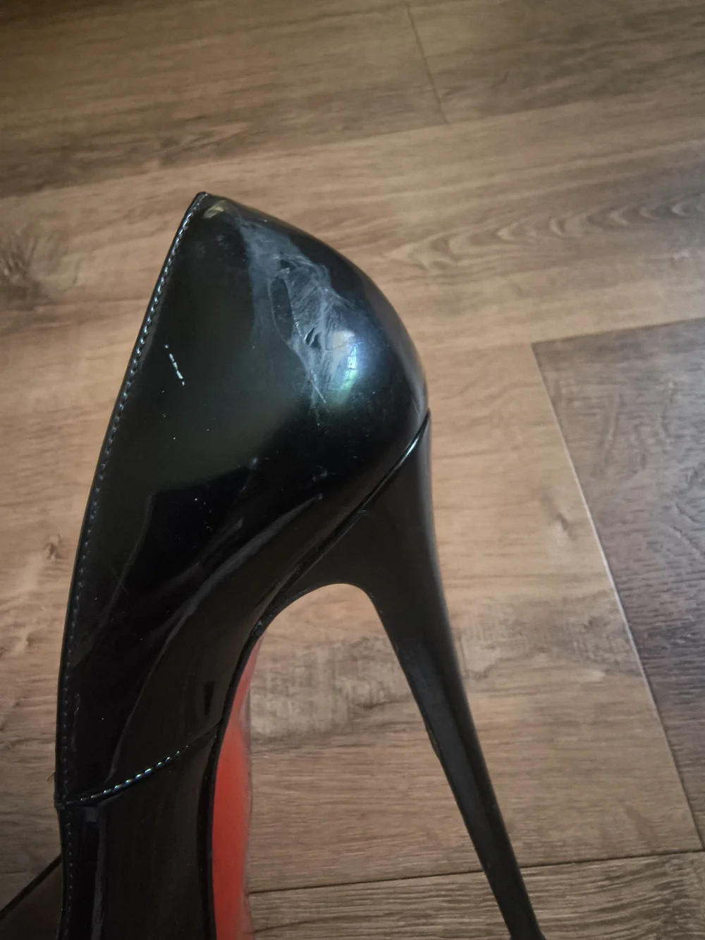 Christian Louboutin Lady Z Black Patent Platform Peep-Toe Pumps with Red Sole